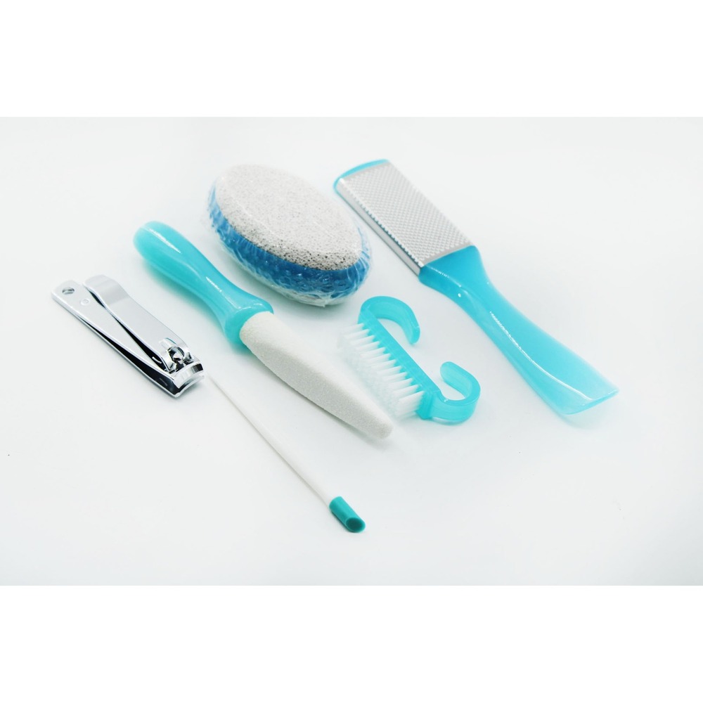 Studio 35 Beauty 6 Piece Pedicure Kit Teal Foot Care Set Pumice File Clippers